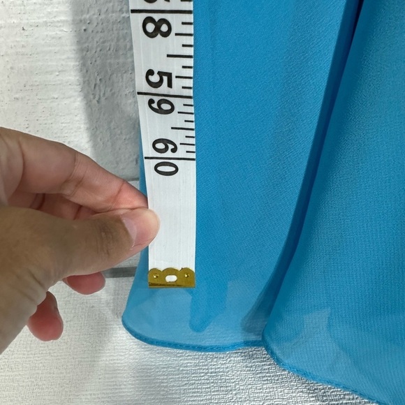 NWT Mori Lee chiffon ruffle formal maxi dress in periwinkle size 10, Never Worn - Picture 6 of 12